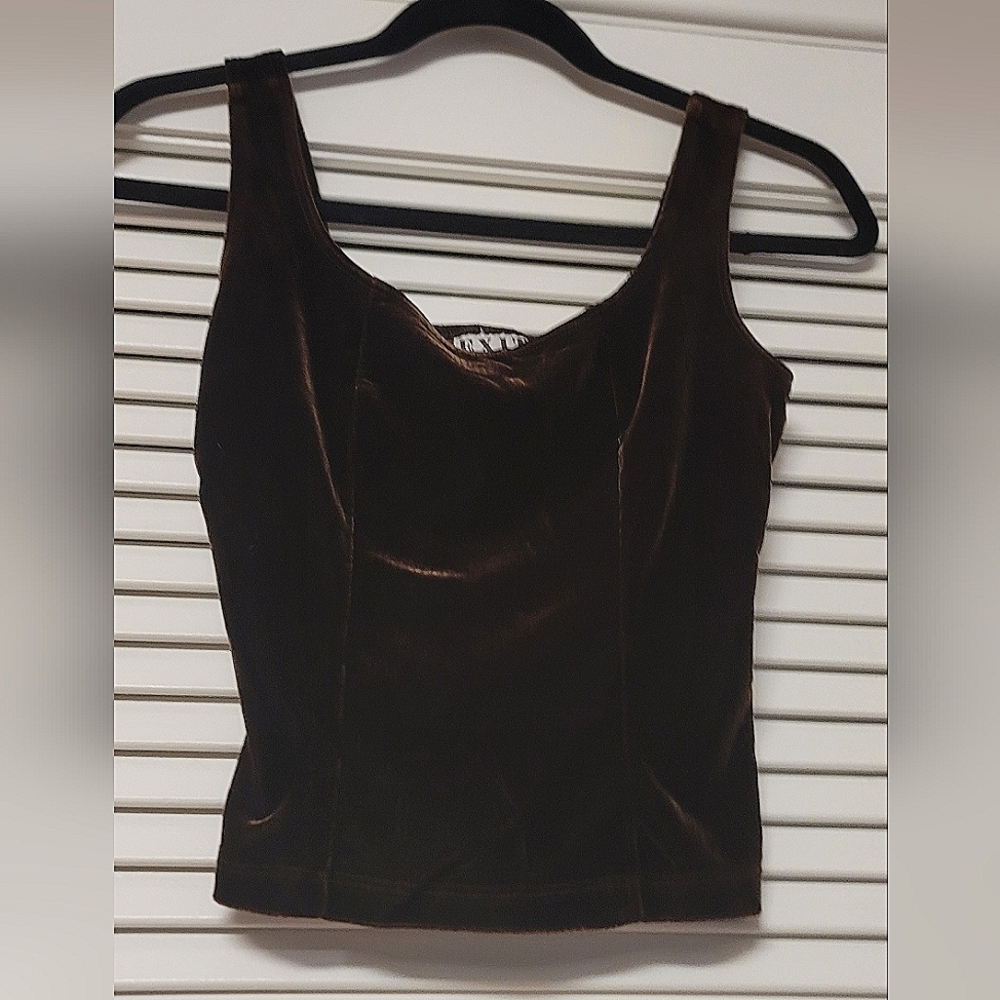 EXIT - 90s Brown Velvet Sleeveless Crop Top